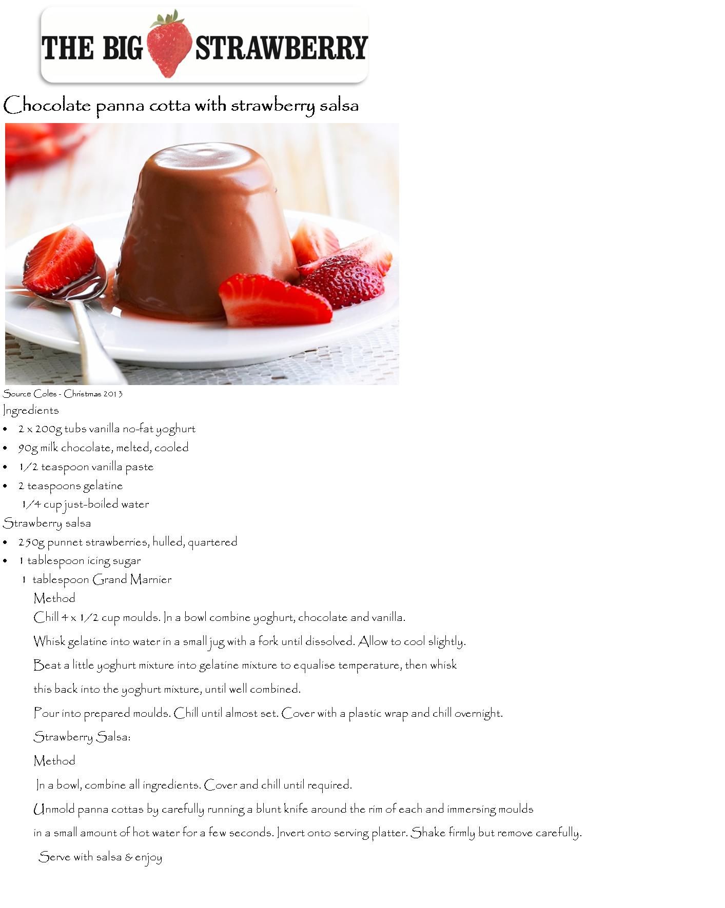 Chocolate Panna Cotta with Strawberry Salsa