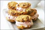 Choc Chipped Biscuit & Strawberry Ice Cream Sandwiches