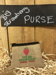 Big Strawberry Hessian Purse