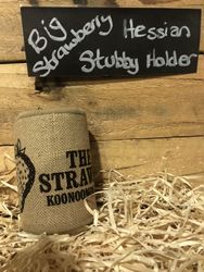 Big Strawberry Hessian Stubby Holder